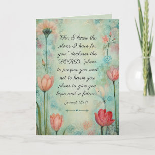 Tarjeta Jeremías 29:11 Verso Bíblico Acuarela Floral