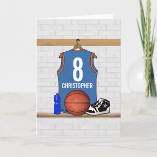 Tarjeta Jersey anaranjado azul claro personalizado del