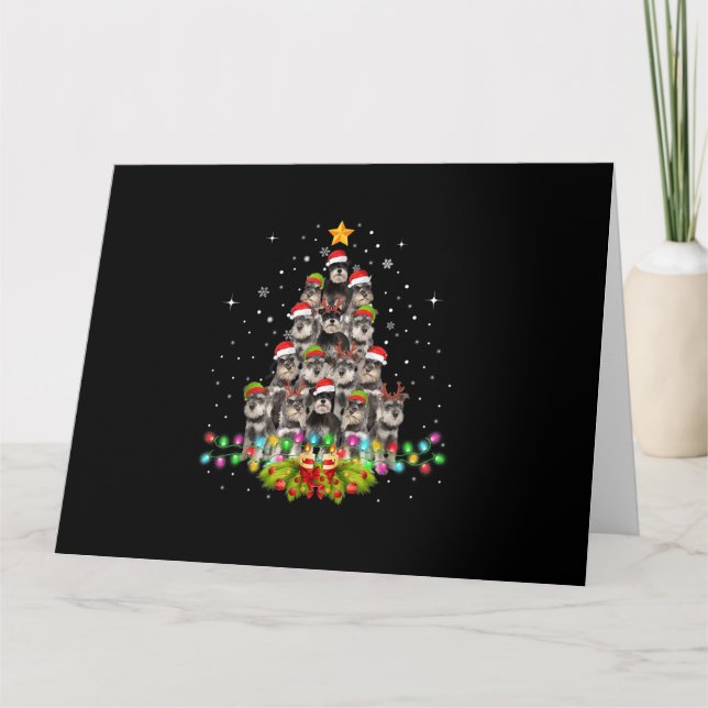 Tarjeta Jersey de Navidad con árbol para perros Schnauzer  (Anverso)