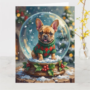 Tarjeta Jersey de Navidad con Bola de Nieve de Bulldog Fra