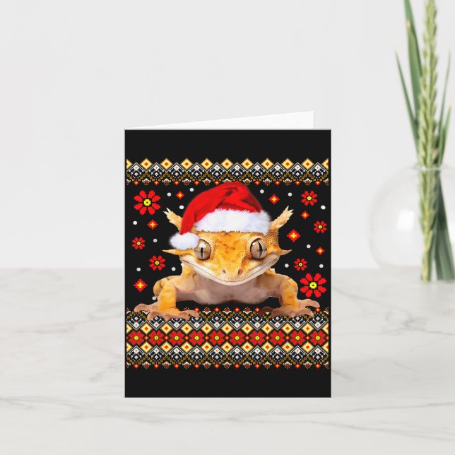Tarjeta Jersey de Navidad Feo de Gecko con Cresta (Anverso)