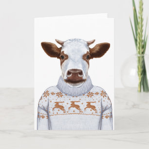 Tarjeta Jersey de Navidad Vaca