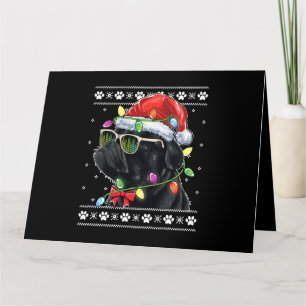 Tarjeta Jersey Feo De Navidad Perro Pug Negro Mamá Papá 