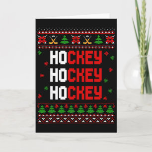 Tarjeta Jerseys divertidos de Navidad feos Ho Ho Ho Hockey