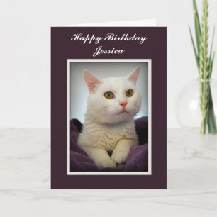 Tarjeta Jessica Happy Birday White Cat Card