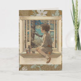 Tarjeta Jessie Wilcox Smith "Dream Blocks" Boy Window