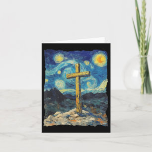 Tarjeta Jesucristo Cruz Van Gogh Estilo Noche Estelar Cris