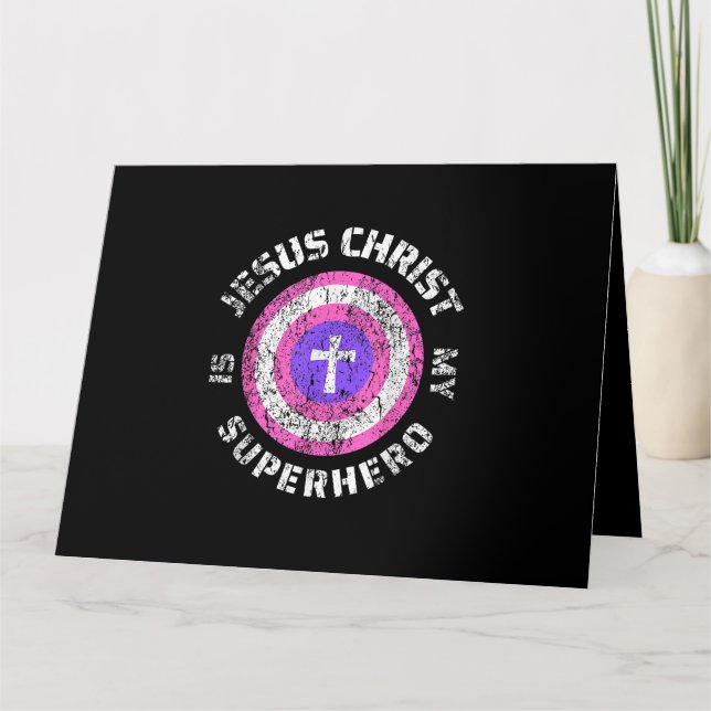 Tarjeta Jesucristo es mi superhéroe Jesús Cristo es (Anverso)