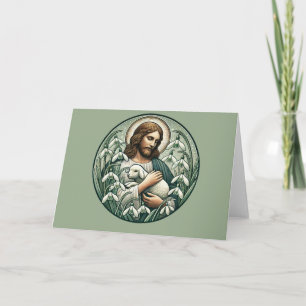 Tarjeta Jesucristo y el Domingo de Pascua de Cordero