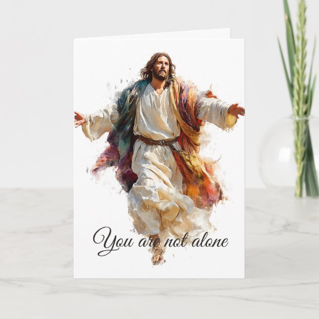 Tarjeta Jesús Abre Sus Brazos No Estás Solo Fe Consuelo (Anverso)