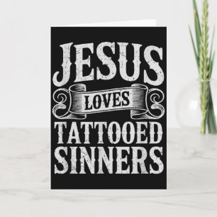 Tarjeta Jesús Ama a los Pecadores Tatuados Fe Cristiana Ta