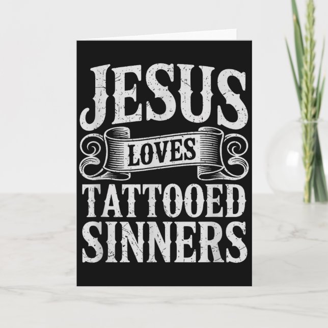 Tarjeta Jesús Ama a los Pecadores Tatuados Fe Cristiana Ta (Anverso)