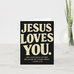 Tarjeta Jesús ama verso de la biblia cristiana 1 juan 4_19