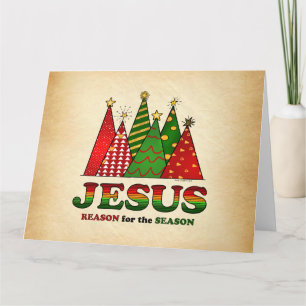 Tarjeta Jesús Árboles de Navidad