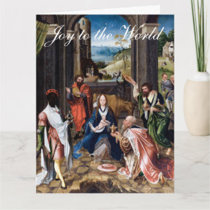 Tarjeta Jesús bebé con el saludo de Navidad de los Maji