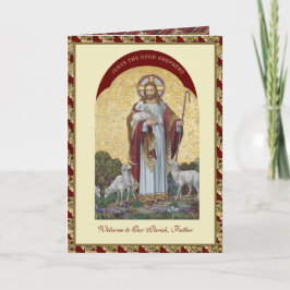 Tarjeta Jesús Buen Pastor Sacerdote Bienvenido a la Parroq