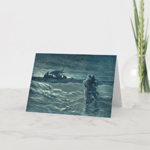 Tarjeta Jesús Caminando por el mar Biblia