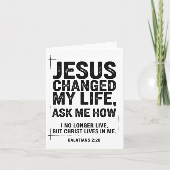 Tarjeta Jesus Changed My Life Ask Me How Christian Bible V (Anverso)