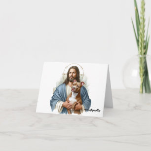 Tarjeta Jesús con Pit Bull Dog Loss Solidaridad