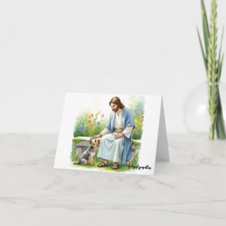 Tarjeta Jesús con simpatía por la pérdida de Yorkie-Dog