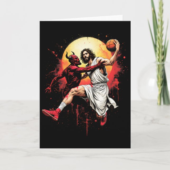 Tarjeta Jesus Crossing Up The Devil Sketll Lover Christian (Anverso)