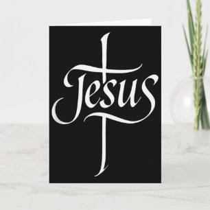 Tarjeta Jesus Cruz Caligrafía Culto Fe Diseño Tanque 