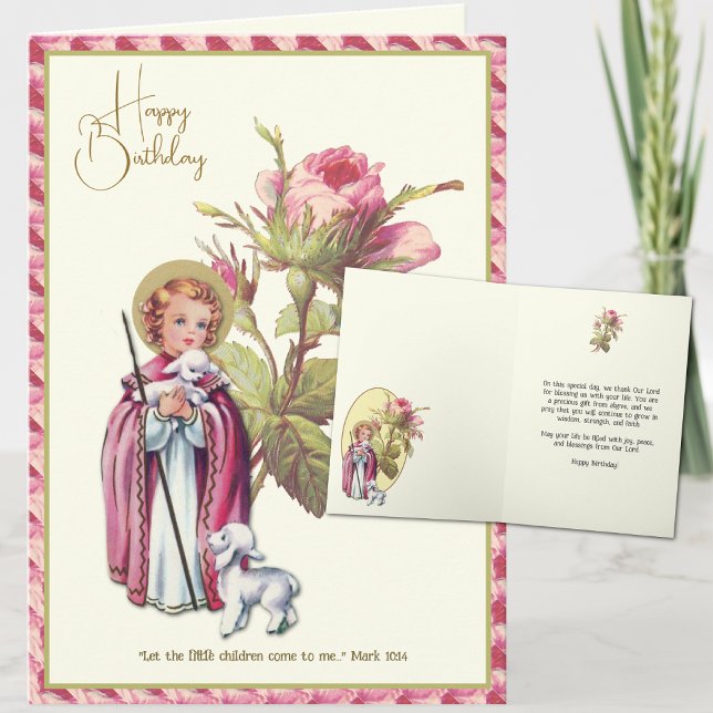 Tarjeta Jesús de cumpleaños de niño religioso con Rosas de (Subido por el creador)