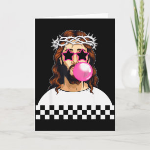 Tarjeta Jesús Divertido Soplando Chicle Y Usando Gafas De