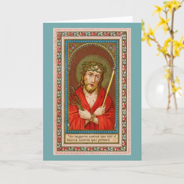 Tarjeta Jesús, Ecce Homo (He aquí al hombre) (SAU21) Salud (flor amarilla)