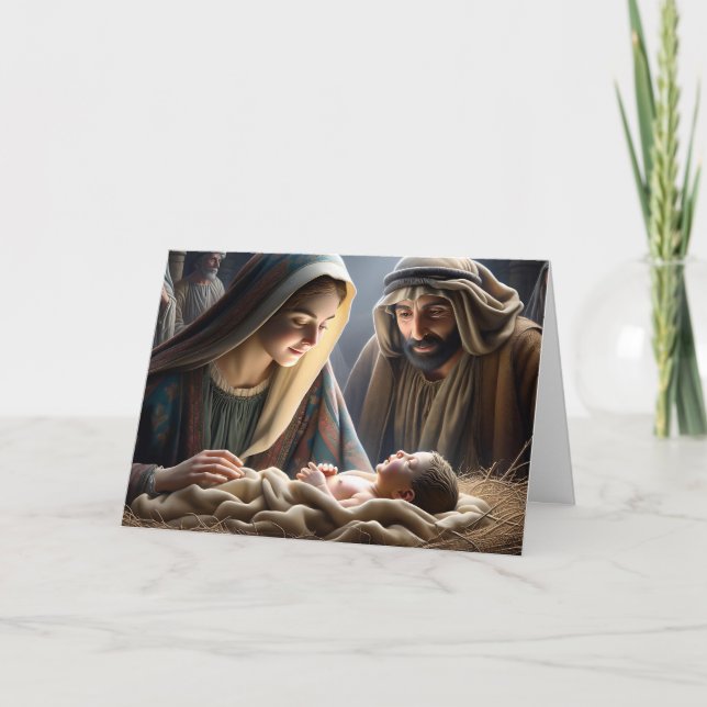 Tarjeta Jesús en el pesebre | Navidades religiosos (Anverso)