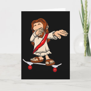 Tarjeta Jesús en monopatín regalo para patinador