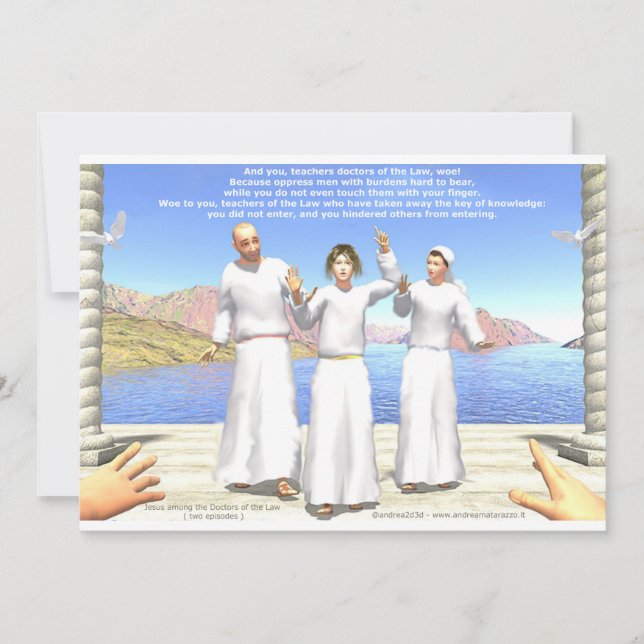 Tarjeta Jesús entre los médicas-profesores de la ley (Anverso)