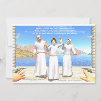 Tarjeta Jesús entre los médicas-profesores de la ley