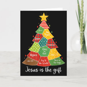 Tarjeta Jesús Es El Regalo Navidad Árbol Parche Scriptural