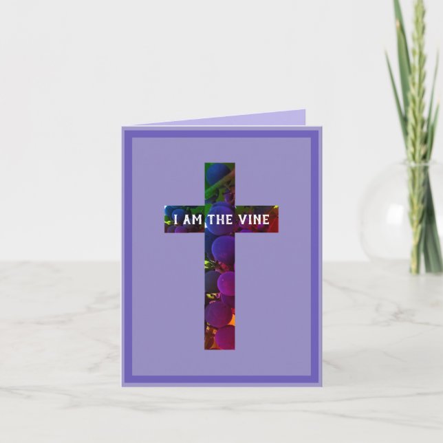 Tarjeta Jesús es la Cruz del Vino y la Biblia Verse (Anverso)