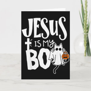 Tarjeta Jesús es mi Boo - Gato espeluznante divertido cris