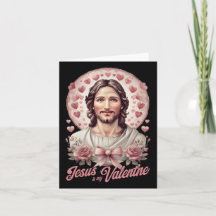 Tarjeta Jesús Es Mi Día De San Valentín Coqueta Lazo Cruz 