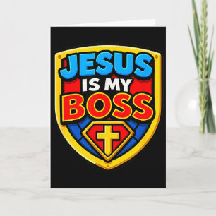 Tarjeta Jesús Es Mi Jefe Escudo Cristiano Superhéroe