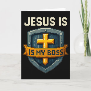 Tarjeta Jesús Es Mi Jefe Escudo Cristiano Superhéroe _4 