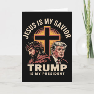 Tarjeta Jesús es mi salvador Trump es mi presidente Religi