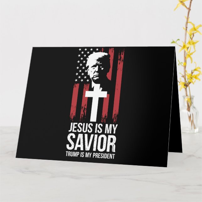 Tarjeta Jesús Es Mi Salvador Trump Es Mi Presidente Trump  (flor amarilla)