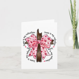 Tarjeta Jesús Es Mi San Valentín Coquette Bow Corazón Cris