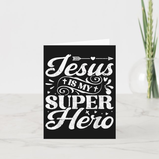 Tarjeta Jesús es mi superhéroe - Religiosa cristiana (Anverso)