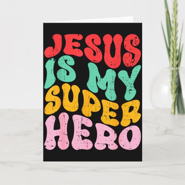 Tarjeta Jesús es mi superhéroe - Religioso cristiano  (Anverso)