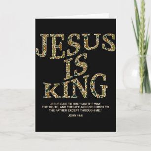 Tarjeta Jesús Es Rey Camuflaje Cruz Cristiana Dios Fe Bibl