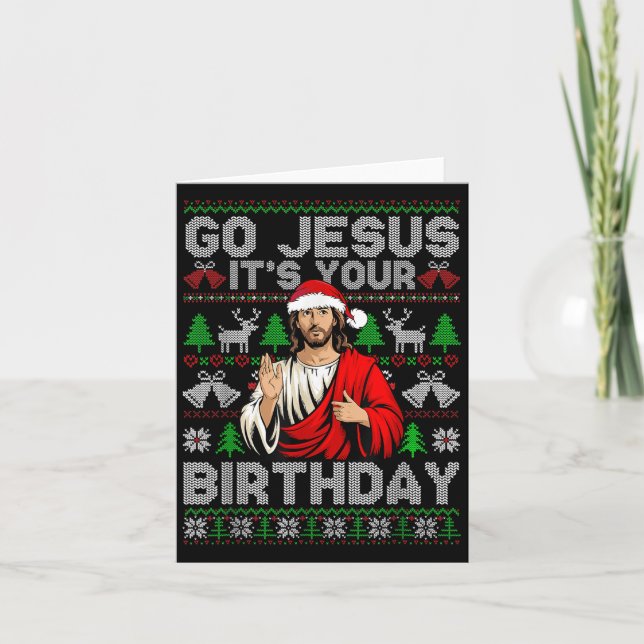 Tarjeta Jesús es tu dulce Navidad feo de cumpleaños (Anverso)