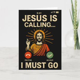 Tarjeta Jesús Está Llamando Debo Ir Retro Fe Cristiana V