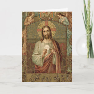 Tarjeta Jesús Eucaristía Primera Comunión Ángeles Hostia