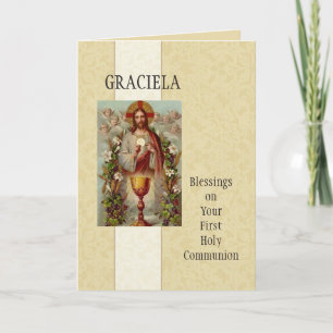 Tarjeta Jesus Eucharist Angels First Holy Communition Card