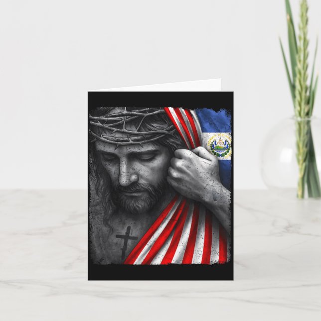 Tarjeta Jesus Faith Cross Crown America El Salvador Herita (Anverso)